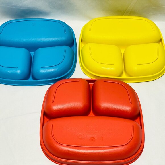 Re-Play 3 Divided Recycled Plastic Plates Kids Toddlers Dinnerware - Picture 3 of 12